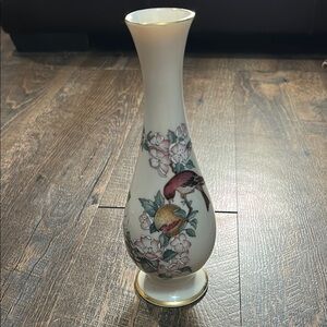 Lenox Serenade‎ Bud Vase Spring Cherry Blossom Bird Fruit 24k Gold Trim Flowers
